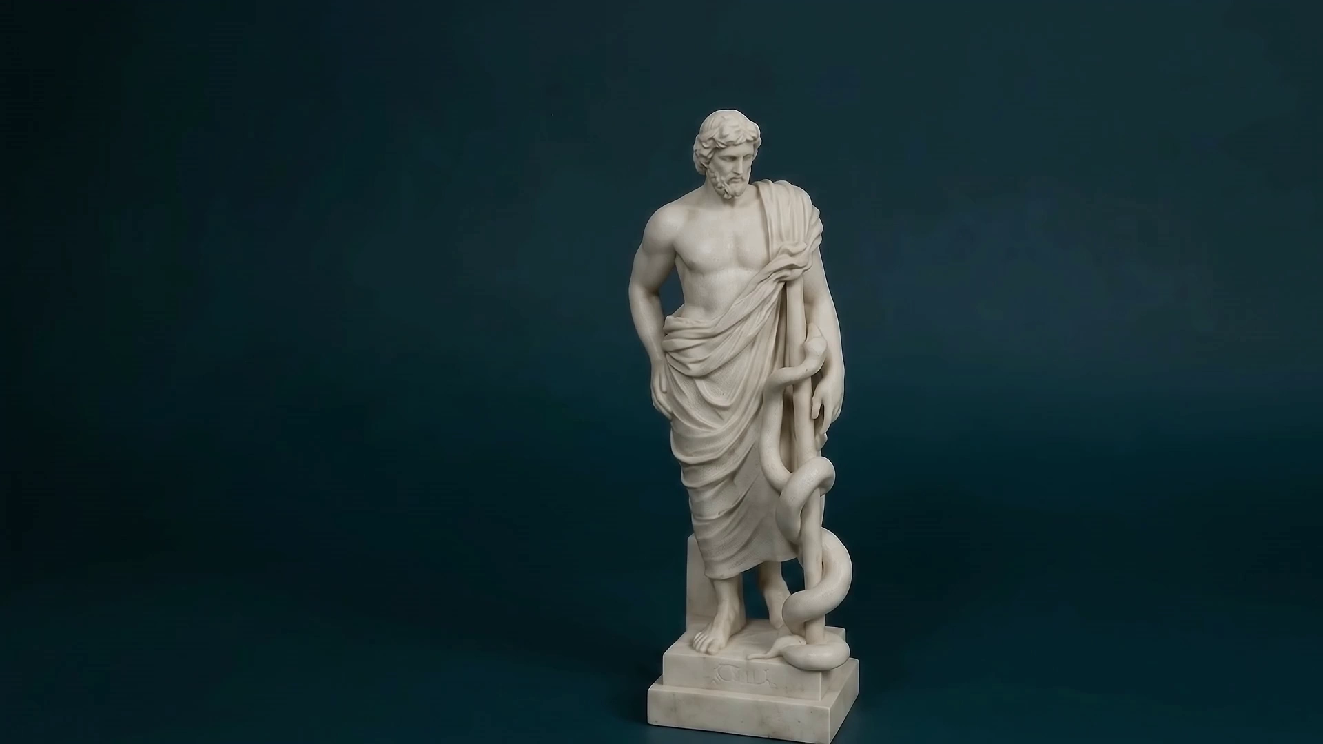 Tek yılanlı asasıyla Asklepios heykeli; ClinIQ hikâyesinin açılışı.
